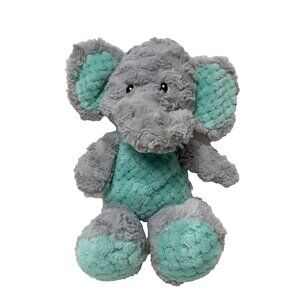 Spark Create Imagine Elephant Gray Teal Plush Stuffed Toy Rattle Crinkle 15 Inch